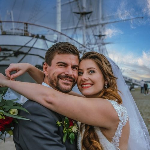 Heiraten in Stralsund, Hochzeit auf der Gorch Fock 1 im Hafen der Hansestadt Stralsund, Hochzeitsfotografie